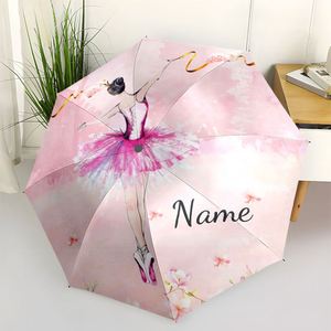 1 Parapluie Pliant Personnalisé à la Demande avec Nom de Danseuse de Ballet Dessin Animé, Sans Minimum de Commande, Cadeau de Danse Personnalisé, Impression UV, Couleur Personnalisée - Product Image 1