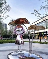 Sculpture paysagère abstraite moderne en acier inoxydable avec finition miroir, design personnalisé pour usage extérieur