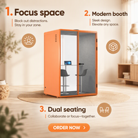 Cabine de bureau moderne à double poste avec porte vitrée et bureau intégré pour espaces de travail d'entreprise flexibles