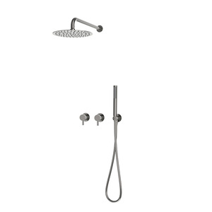 Minimalist Concealed Shower Head Set Round Wall <b>Mounted</b> Rain Shower With Hot And Cold Control For Bathroom - Product Image 2