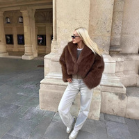 Eleganter Europäisch-Amerikanischer Herbst-Winter Casual Fuchspelz Schwarzer Mantel Damen Luxus Plüsch Gestrickter Kunstleder-Mantel