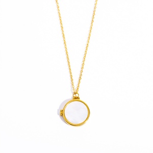 Simple Gold Plated Shell Necklace Stainless Steel Photo <b>Locket</b> Pendant Necklace - Product Image 4