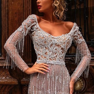Elegante Vestido de Cóctel Sexy para Mujer con Bordado de Cristal y Cuentas, Vestido de Fiesta y Boda - Product Image 2