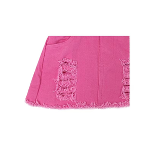 Jupe courte en jean déchiré unie pour filles, style crayon, pour l'été, inspirée des tenues coréennes et américaines, personnalisable en couleurs et styles. - Product Image 5