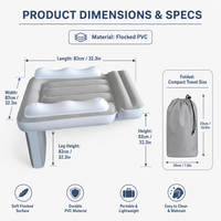 Matelas gonflable pliable pour enfants 82 cm en PVC floqué épaissi pour voiture, train à grande vitesse et avion