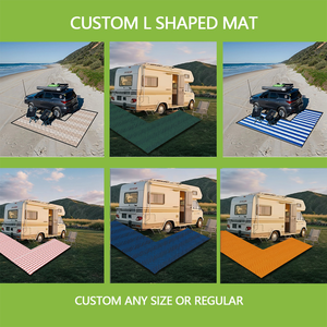 Tapis en <span class=keywords><strong>plastique</strong></span> personnalisé <span class=keywords><strong>pour</strong></span> <span class=keywords><strong>caravane</strong></span> RV en forme de L Tapis d'extérieur en polypropylène adapté aux animaux de compagnie Tapis d'extérieur de camping résistant au sable - Product Image 2