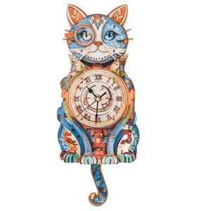 Reloj de Pared 3D con Forma de Gato, Modelo de Madera para Colgar en la Pared, Decoración de Escritorio Colorida, Regalo - Product Image 1