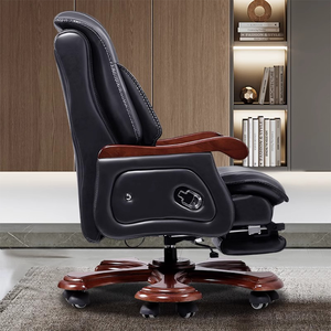 Luxus-Bürostuhl mit hoher Rückenlehne Modernes ergonomisches <span class=keywords><strong>Massage</strong></span> design Massivholz rahmen Dreh funktion Klassische PU für das Büro des Managers - Product Image 6