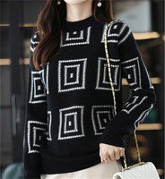 Pull en maille torsadée ample à col rond et manches longues pour femme, coupe personnalisée