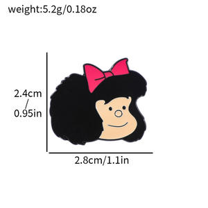Toptan yaratıcı Mafalda tarzı karikatür Metal rozeti küçük kız alaşım yağ damlası broş aksesuar Pin gravür kaplama tekniği çinko tipi - Product Image 6