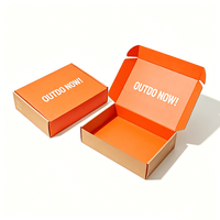Boîte d'expédition en carton ondulé Kraft avec intérieur entièrement imprimé orange pour équipement de camping et de sport en plein air, emballage cadeau avec slogan personnalisé