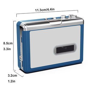Reproductor de Casetes Portátil USB Ligero, Grabador Azul con Auto Reverse, Compatible con Micrófono/Auriculares de 4.2 y 3.5 mm - Product Image 2