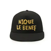 Gorra de Béisbol Bordada en Negro y Amarillo, 6 Paneles, Cierre a Presión, Visera Plana, Estilo Dad Hat para Hombre y Mujer