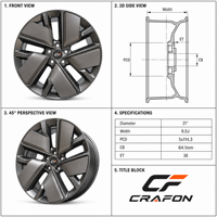 Jantes forgées CF 21 22 pouces 5x114.3 PCD 66.1 CB pour voitures particulières, compatibles avec Li Auto L8 L9, jantes sur mesure