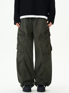 Pantalon cargo homme Maillard tons terre, style japonais vintage délavé, multi-poches, coupe large, décontracté, streetwear, <span class=keywords><strong>City</strong></span> Boy - Product Image 3