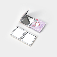 Miroir compact carré de haute qualité Winway, miroir pliable en cuir PU, double face, pour coffret cadeau beauté