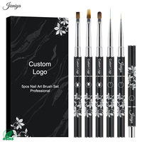 Ensemble de pinceaux à ongles en métal noir à motif floral élégant, poignée ergonomique, outils pour l'application de vernis gel UV et de gel de construction