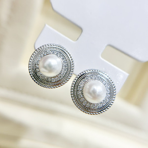 Accessoires en argent S925 pour la création de bijoux, boucle d'oreille vide avec perles rondes de 7-8 mm, bijoux fantaisie 22164 - Product Image 1