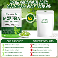Acentiallaabs kapsul makanan berbasis tanaman Moringa daun kapsul hijau makanan super kapsul minyak Moringa membantu untuk mendukung kesehatan sehari-hari