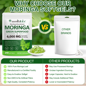 Acentiallaabs kapsul makanan berbasis tanaman Moringa daun kapsul hijau makanan super kapsul minyak Moringa membantu untuk mendukung kesehatan sehari-hari - Product Image 6