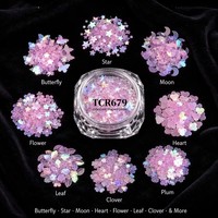 Paillettes irisées en forme de papillon, étoile, lune, fleur, cœur pour la décoration des ongles et des coques de téléphone