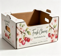 Boîte d'emballage pour fruits en carton ondulé personnalisée, boîte à fraises avec poignée, boîte cadeau pour fruits frais de la ferme