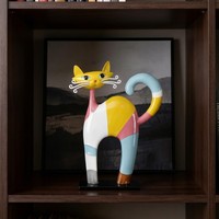 Harz-Katzenfigur im Dopamin-Stil, Farbblock-Heimdekoration für Wohnzimmer, Arbeitszimmer oder Eingangsbereich, Kreatives Geschenk, Kunsthandwerk