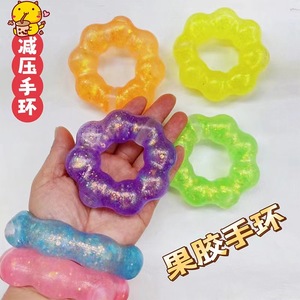 Bracelet anti-stress en TPR souple, forme beignet, à rebond lent, avec paillettes dorées, unisexe, 14 cm – Nouveauté très prisée - Product Image 5
