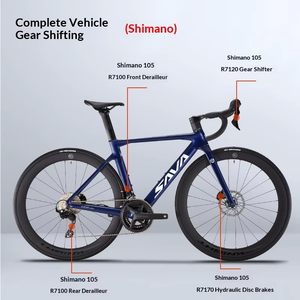 Vélo de route en carbone SAVA <span class=keywords><strong>Aurora</strong></span> A7L Pro, fibre de carbone, frein à disque hydraulique à vitesse variable R7120, ultra-léger, unisexe, guidon courbé, menthe - Product Image 1