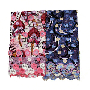 Tissu africain de luxe en <span class=keywords><strong>pagne</strong></span> wax hollandais <span class=keywords><strong>avec</strong></span> broderie 3D et appliques en <span class=keywords><strong>dentelle</strong></span>, 3 yards, assorti à un <span class=keywords><strong>pagne</strong></span> wax princesse 100% coton - Product Image 3