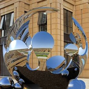 Escultura de Espejo de Acero Inoxidable Jiahua, Escultura Abstracta Irregular para Montar en el Suelo, Instalación de Arte Hecha a Mano - Product Image 4