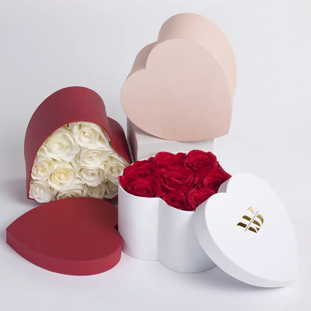 Best Price Plain Mini Paper Florist Bouquets Packaging Rose Heart Shape Love Packing Boxes Cardboard Flower Hat Gift Box