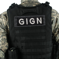 Patch brodé tactique sportif GIGN France Gendarmerie avec boucle auto-agrippante 10*4CM (blanc et noir) pour manteaux