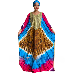 Latest Design Women's Indian Tie Dye Print <b>Kaftan</b> Free <b>Size</b> Long Dress Casual Wear Summer Ethnic Rayon <b>Plus</b> <b>Size</b> Friendly - Product Image 1