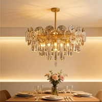 Lustre de luxe postmoderne 8975 en laiton et cristal, forme florale inspirée de la nature, luminaire de plafond haut de gamme pour villa