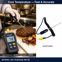 Sonde de température HUADONG 304 SS avec thermocouple et connexion à la terre, avec poignée et câble, pour la cuisson alimentaire et la chaîne du froid