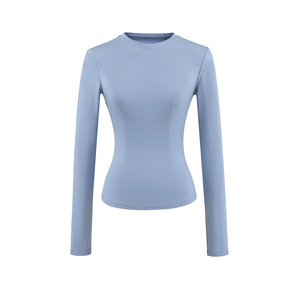 Camiseta Corta Elástica y Ajustada para <span class=keywords><strong>Mujer</strong></span> RUICHI, Camiseta Básica Sexy de <span class=keywords><strong>Manga</strong></span> Larga para Combinar con Todo - Product Image 6