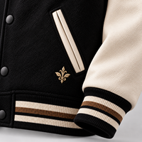 Veste d'hiver pour homme de style preppy avec logo personnalisé, manches de baseball chaudes, veste en tissu élégante avec logo pour homme
