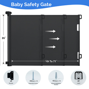 Barrière de sécurité rétractable flexible pour bébé, clôture en maille avec système de verrouillage sécurisé, barrière pour animaux domestiques et chiens, pour escaliers intérieurs, barrière de sécurité en maille pour bébé - Product Image 6