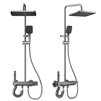Ensemble de douche et robinetterie de bain 4 fonctions avec finition huilée, sur pied, pour appartements