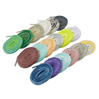 Coolstring Lacets plats épais en plastique/polyester de 8 mm, faits à la main, teints par nouage, couleur vintage délavée, longueur et couleur personnalisables