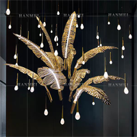 Décoration intérieure grand lustre d'hôtel lustre en cristal brillant lustres à haut plafond lampes suspendues à feuilles
