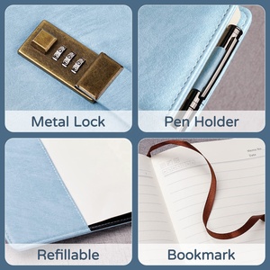 FSC ISO Certifications Custom Company Logo A5 B6 Password Journal Girls <strong>Lockable</strong> Diary Grey Leather <strong>Notebook</strong> with Lock - Product Image 4