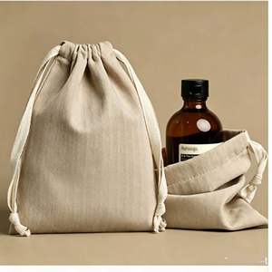 Sac à chaussures en coton avec logo personnalisé, écologique, réutilisable, sac à poussière en chevron pour vêtements, pochette de rangement de voyage avec cordon de serrage - Product Image 4