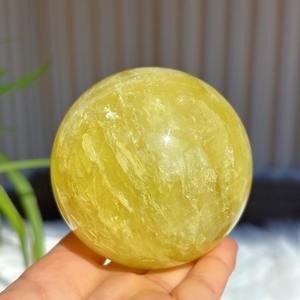 CrystalHola Esfera de Citrino Natural de 6.5-7cm, Patrón Floral, Pulida, Color Amarillo Arcoíris, para el Hogar, Gran Venta - Product Image 4