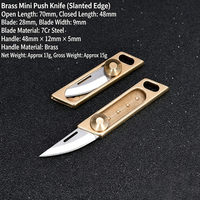 Couteau EDC compact en laiton, mini-lame rétractable 7Cr, porte-clés, coupe-bordures de poche pour le camping, la randonnée, cadeau
