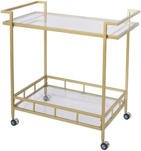<span class=keywords><strong>Chariot</strong></span> à bar en métal et <span class=keywords><strong>bois</strong></span> à deux niveaux, style industriel moderne, doré, avec revêtement en poudre, roulettes, pour la maison, la cuisine, le salon, la cave à vin - Product Image 6