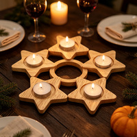 Base de Madera Personalizada para Decoración del Hogar, Portavelas en Forma de Estrella, Base en Forma de Estrella, Adecuada para Bodas y la Vida Diaria