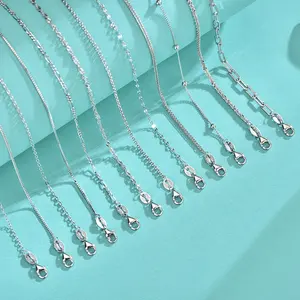 Toptan 925 ayar gümüş kolye seti İtalya Link zinciri ıstakoz kanca ayarlanabilir Figaro rulo kazak zincirleri moda takı