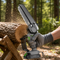 Mini tronçonneuse de 4/6 pouces avec réservoir d'huile, scie électrique sans fil haute puissance pour l'élagage et le travail du bois en jardin